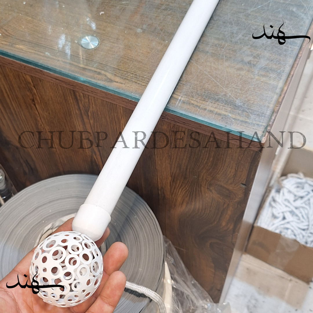 چوب پرده پانچی فلزی رنگ سفید