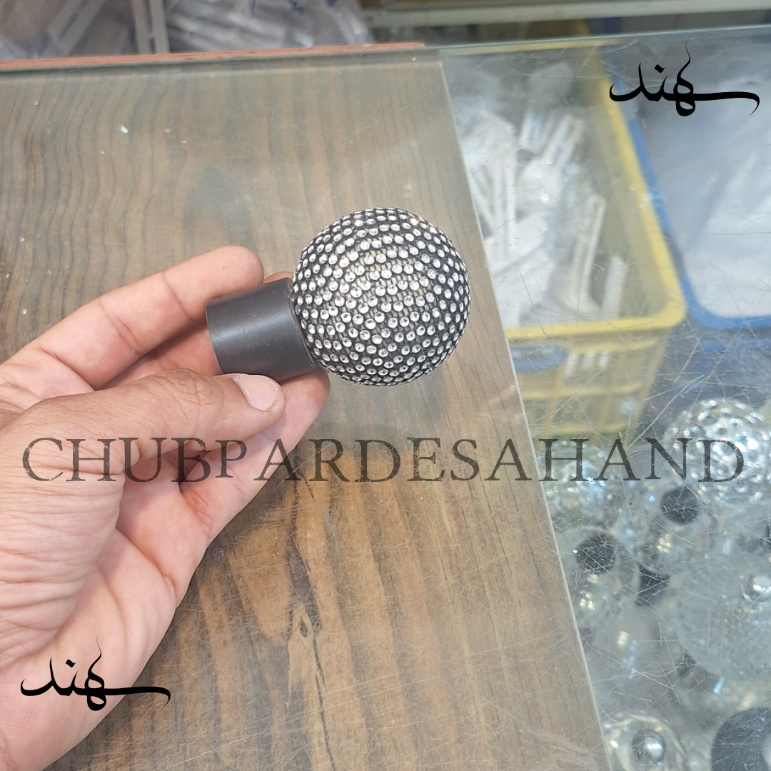 سَری چوب پرده پانچی (قُپه) نگین دار رنگ مشکی