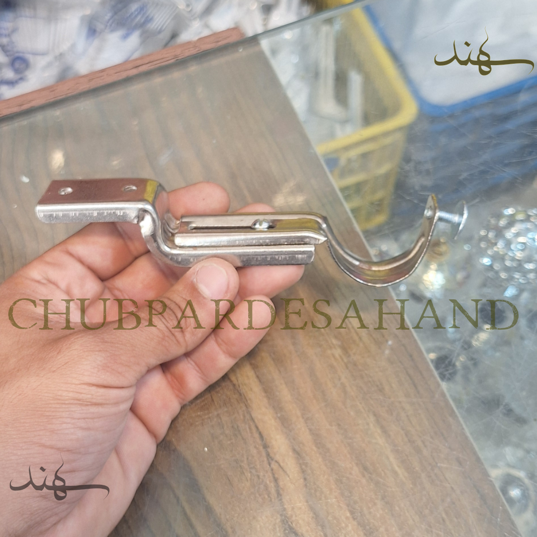 پایه سقفی چوب پرده پانچی رنگ نقره ای