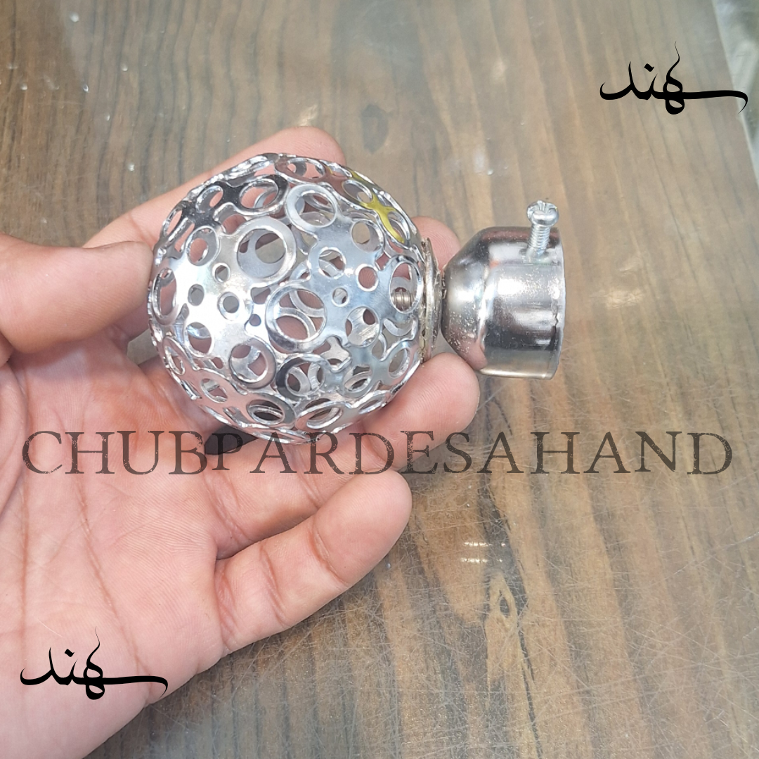 سَری چوب پرده پانچی (قُپه) المپیک رنگ نقره ای