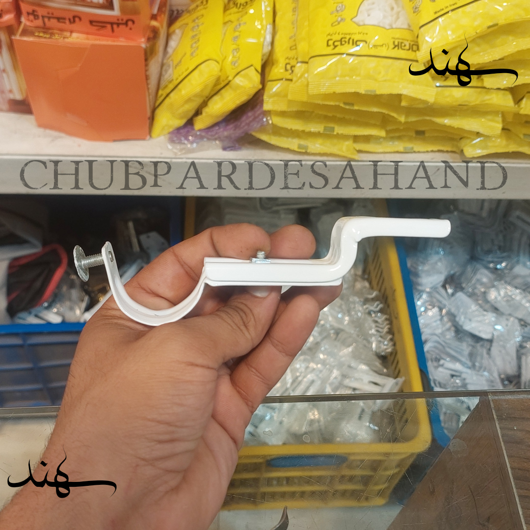 پایه سقفی چوب پرده پانچی رنگ سفید