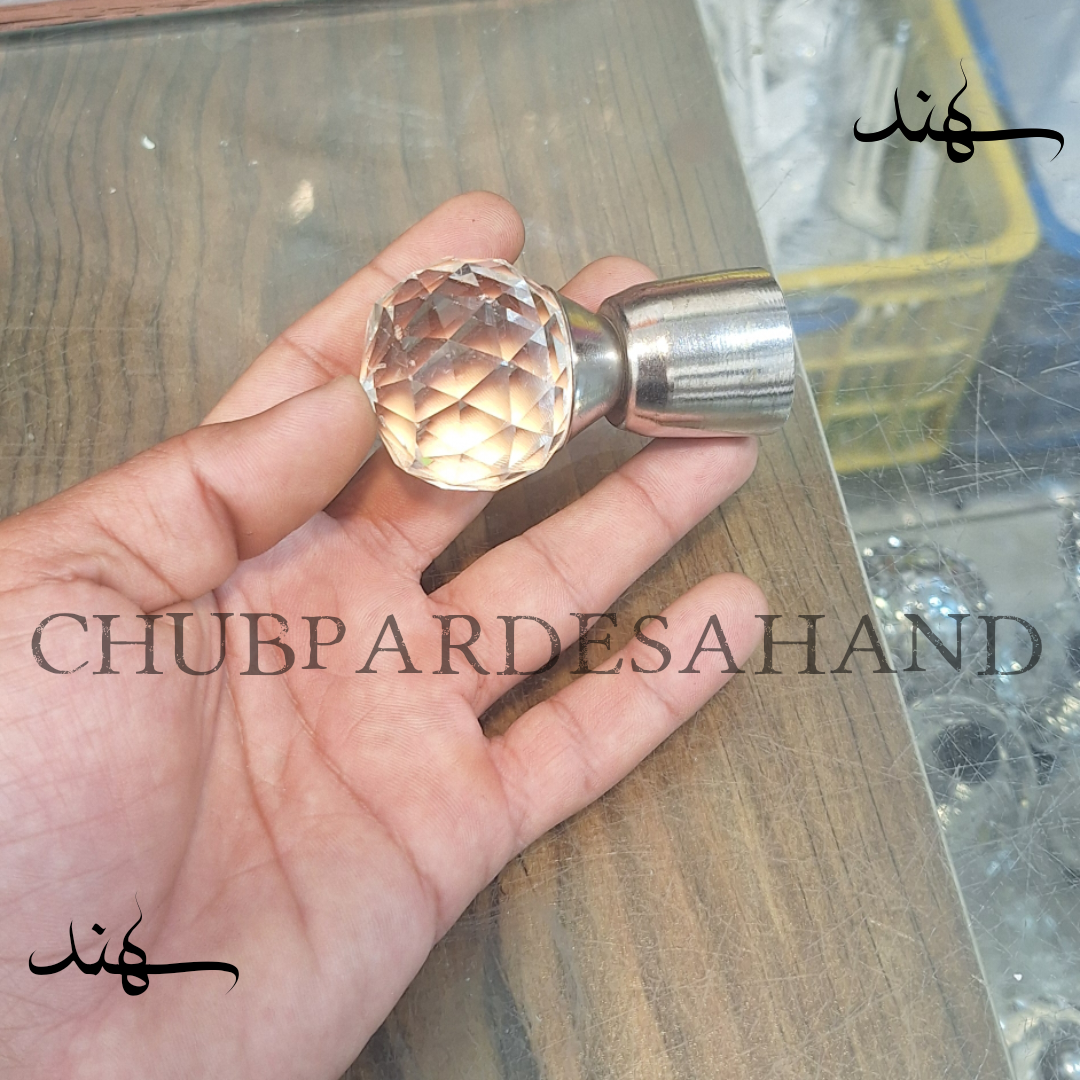 سَری چوب پرده پانچی (قُپه) کریستال رنگ نقره ای کد ۰۱