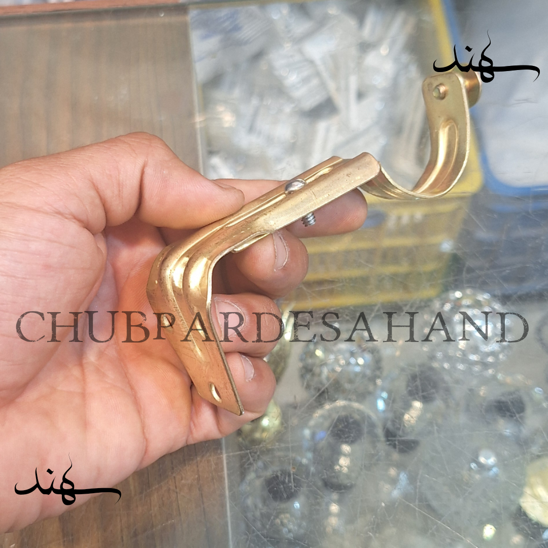 پایه دیواری چوب پرده پانچ رنگ طلایی